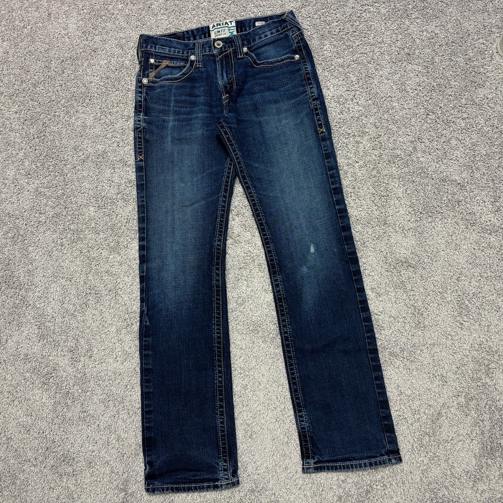Ariat M7 Slim Fit Straight Jeans Cowboy Dark Blue Stretch Men 31x34 (Act ~30x32)